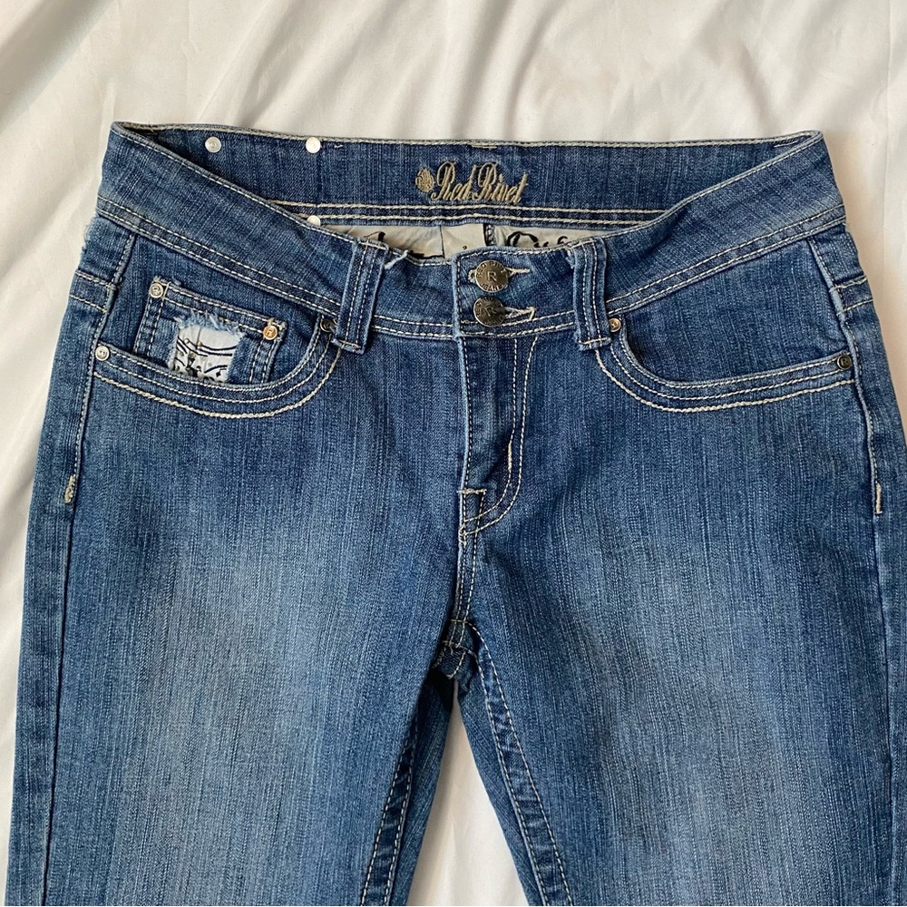 Vintage 00s Y2K Low Rise Flare Jeans, Size 8/9 30" Waist, Grunge Gothic Vibes - Picture 5 of 10
